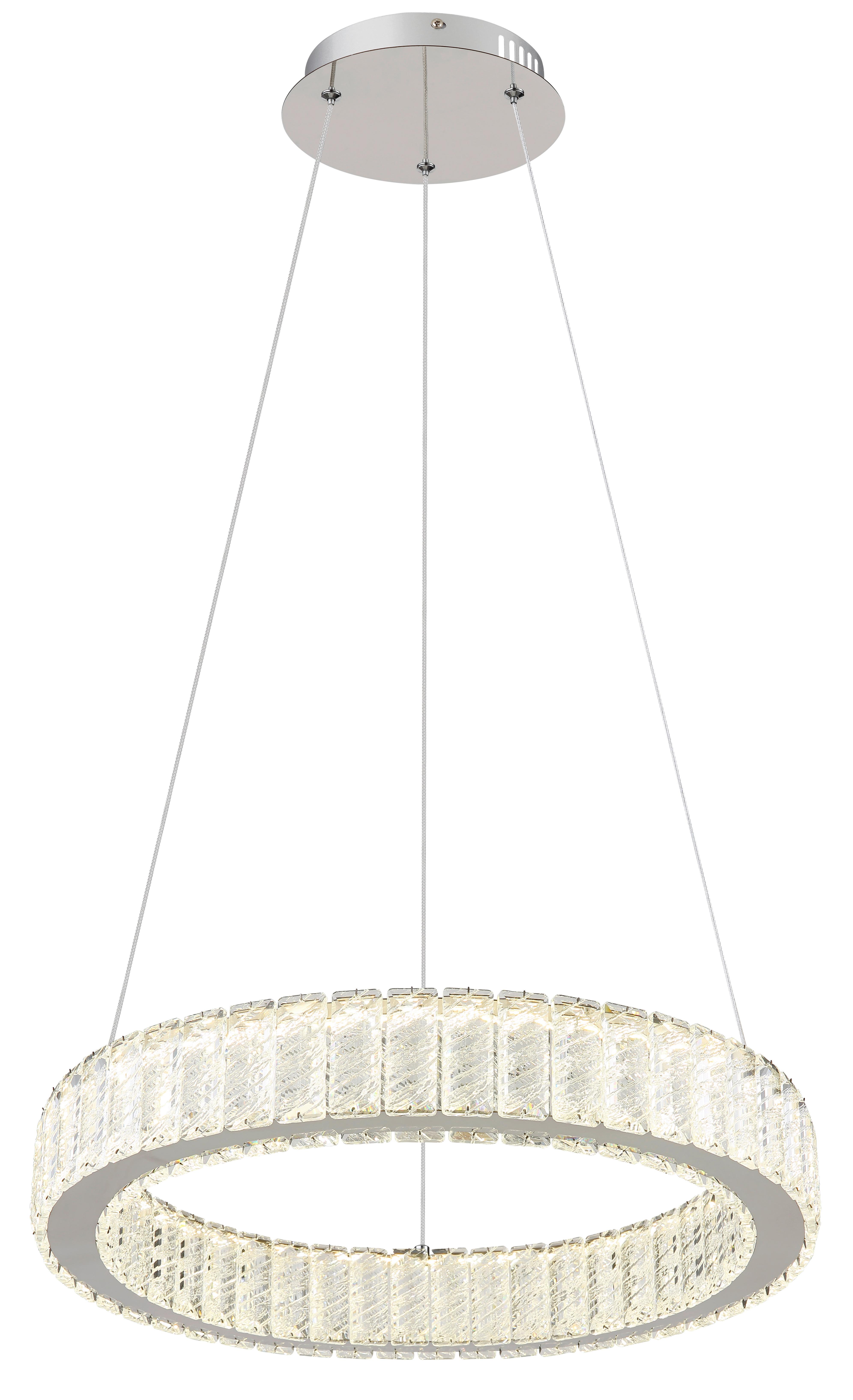 Led Függőlámpa 67162-50 - krómszínű/áttetsző, Design, műanyag/fém (50/120cm) - Globo