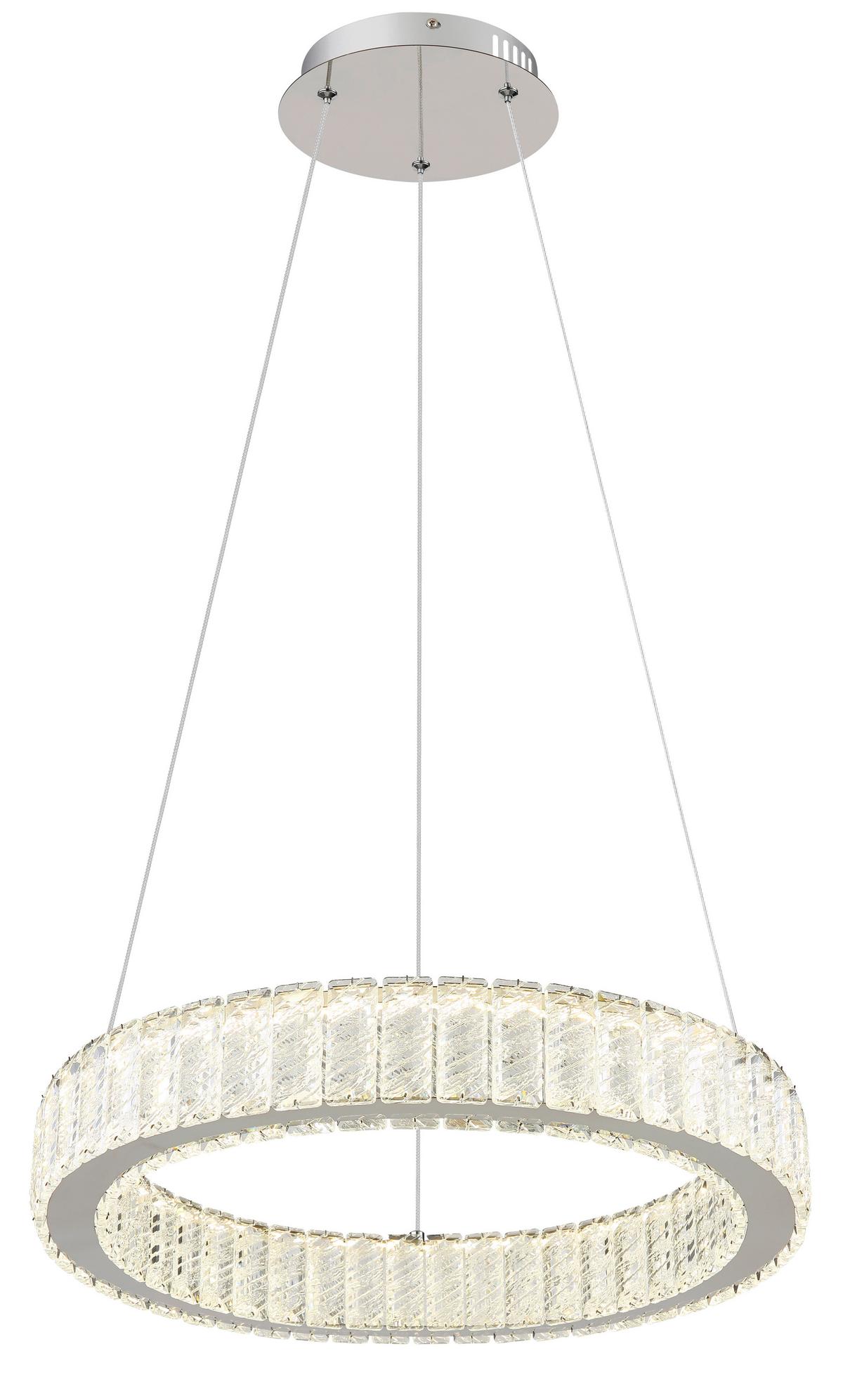 Led Függőlámpa 67162-50 - krómszínű/áttetsző, Design, műanyag/fém (50/120cm) - Globo