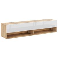 Lowboard Derby 140 - Weiß Hochglanz/Eiche Wotan, Design, Holzwerkstoff (140/31,5/32,5cm) - Livetastic