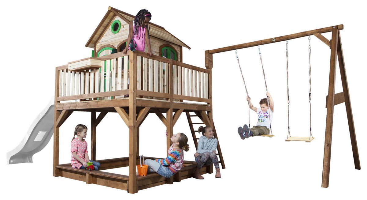 Spielturm A030.153.90 - Weiß/Braun, KONVENTIONELL, Holz (613/291/277cm) - Ambia Garden