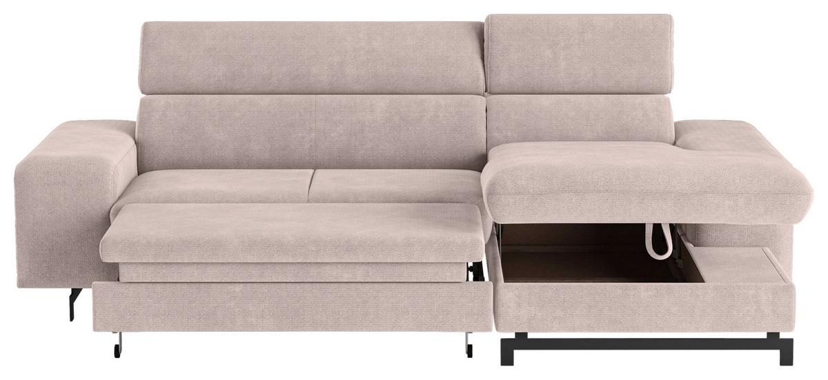 Ecksofa Mit Bettkasten Emma Creme 267x165 Cm - Blau/Creme, Textil (267/165cm) - MID.YOU
