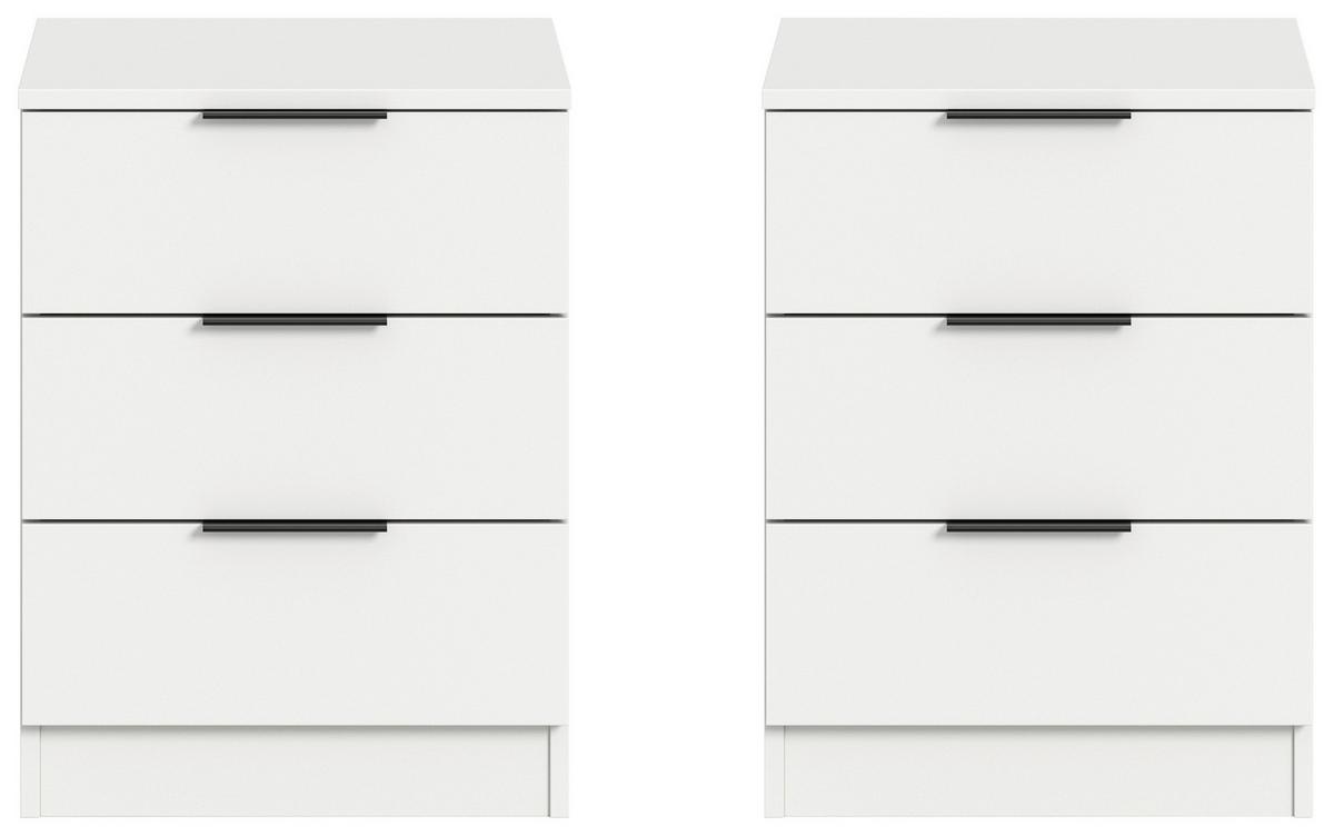 Nachtkästchenset Kopenhagen, Weiß B: 45 Cm - Schwarz/Weiß, MODERN, Holzwerkstoff (45/60/40cm) - MID.YOU
