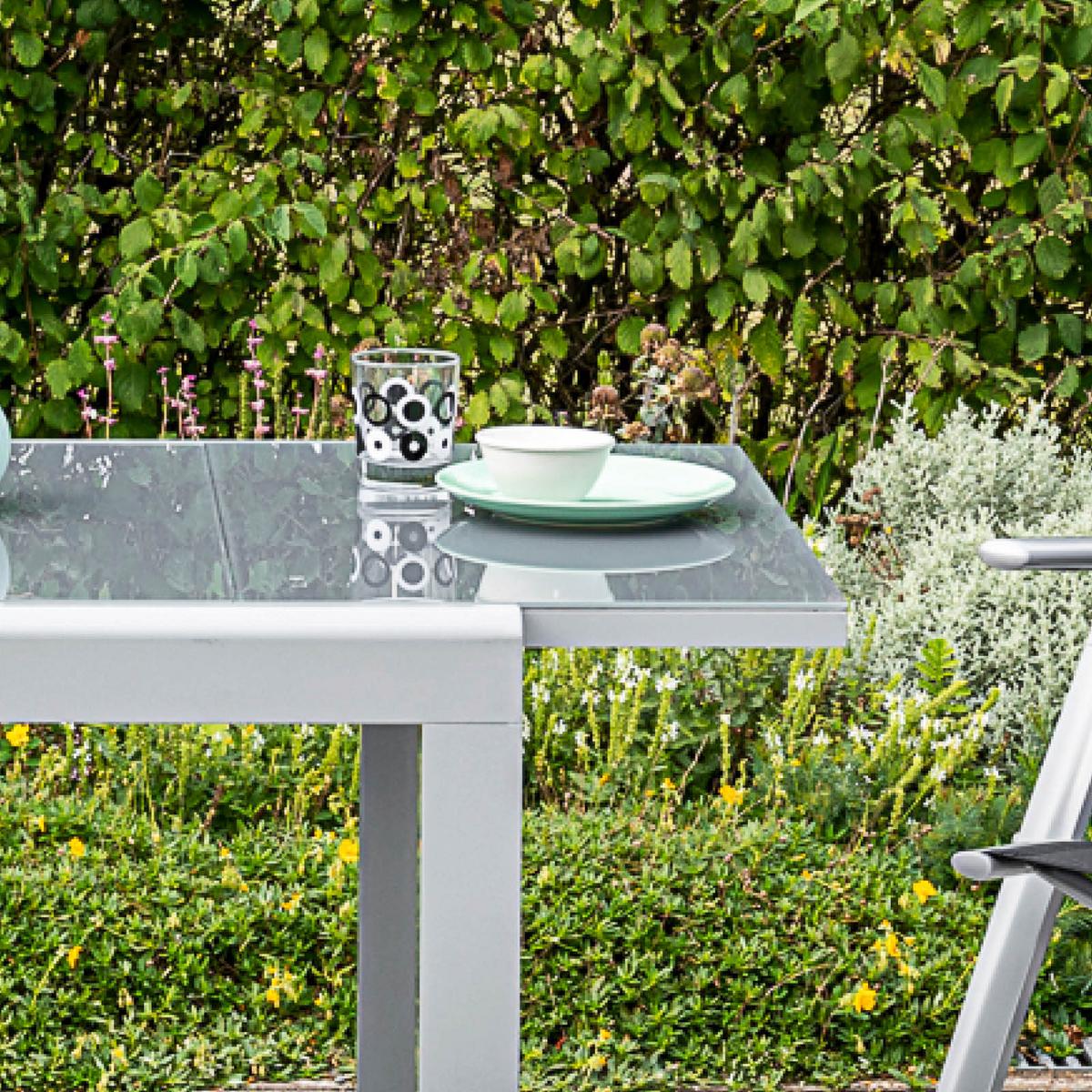 Gartenmöbel Set 3-Tlg. Carrara Metall/Textil - Schwarz, ROMANTIK / LANDHAUS, Textil/Metall - Gardenson