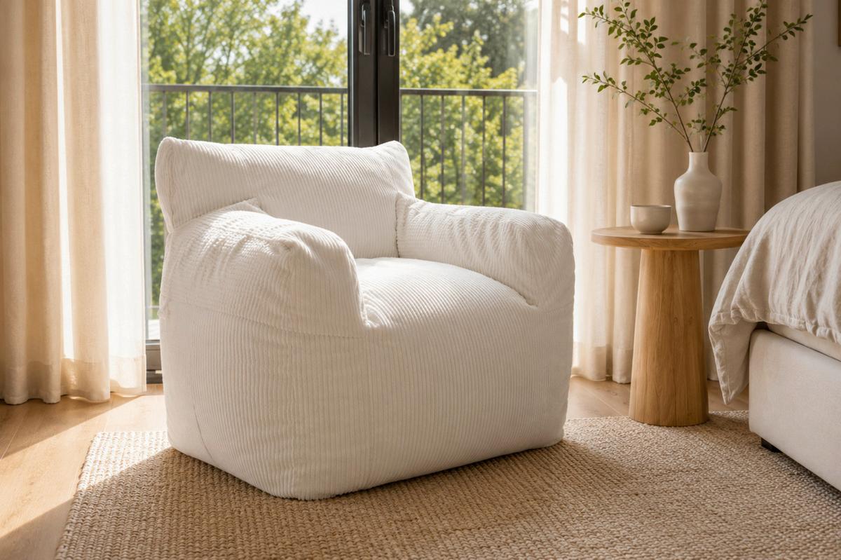 Sitzsack Rivo Cord beige, Indoor, B: 110cm - Beige, Basics, Textil (110/75/100cm)