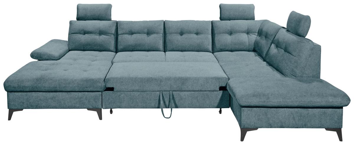 Sedacia súprava DURBAN U, pravá, modrá - modrá/čierna, Konventionell, textil/plast (170/324/218cm) - MID.YOU