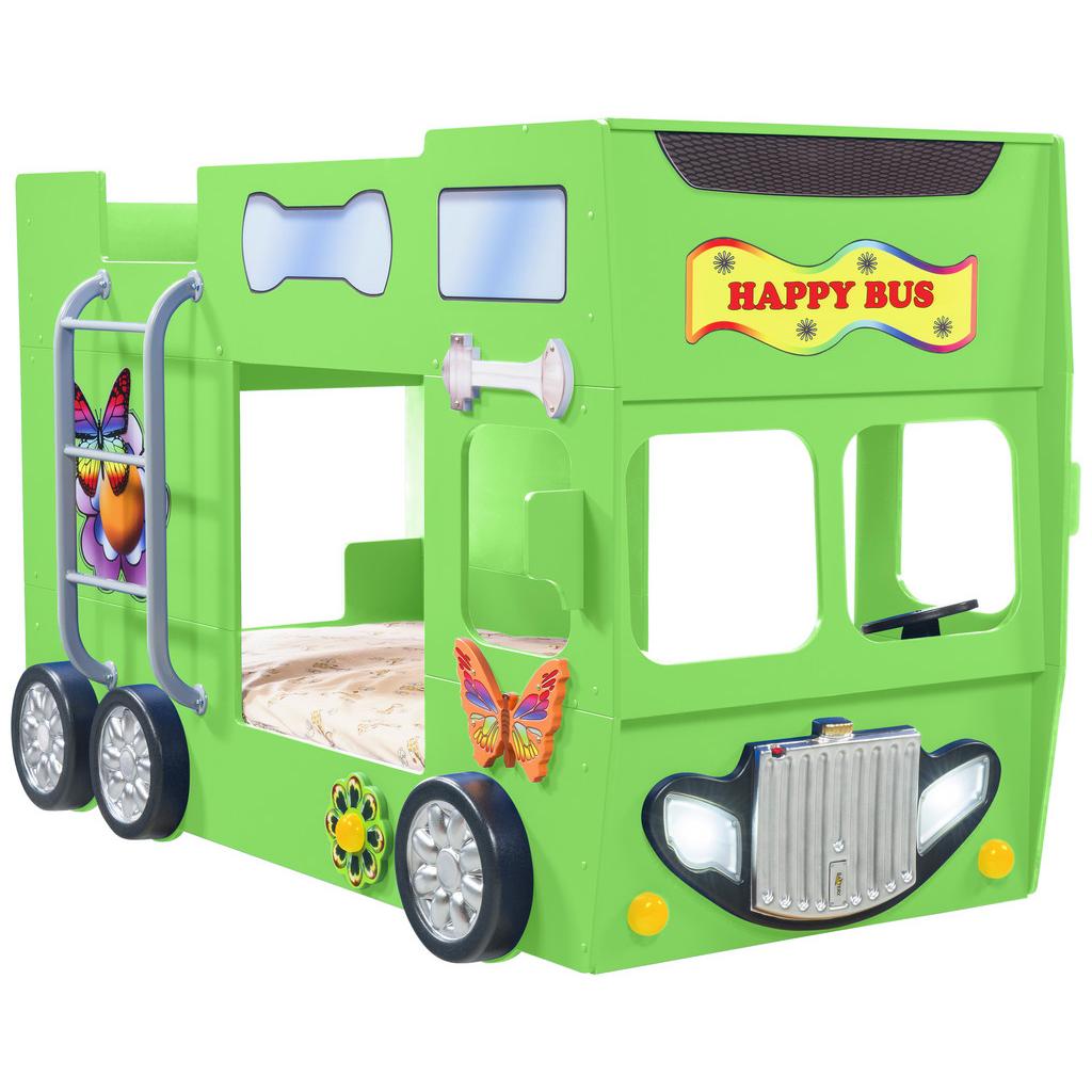 Autobett Happybus Doppeldecker Grün