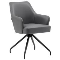 Armlehnstuhl Janette Grau/Schwarz B: 57,5 cm - Schwarz/Grau, MODERN, Leder/Holz (57,5/83,5/63cm) - Livetastic