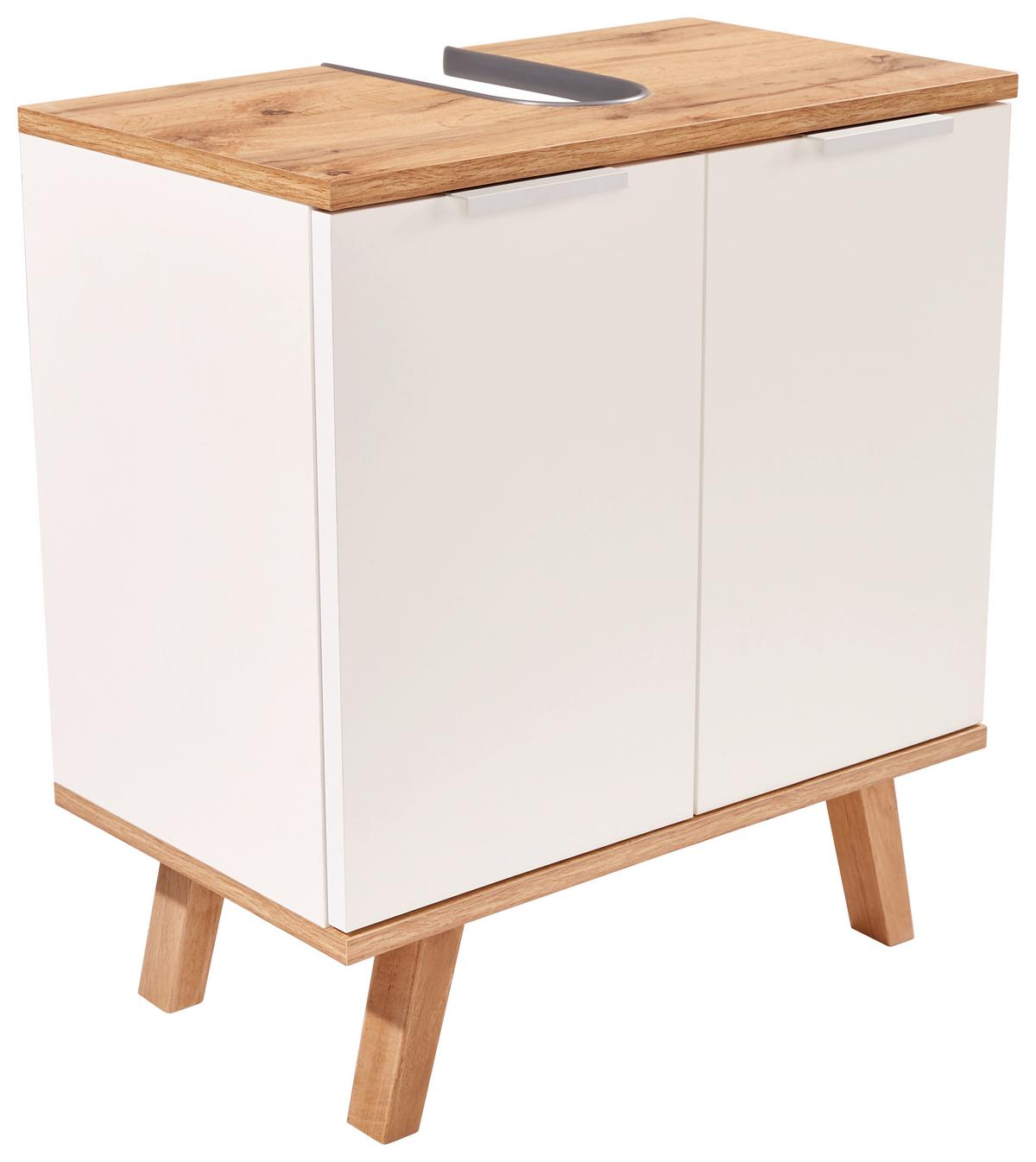Spodní skříňka Turin šířka 60cm - bílá/dub wotan, Moderní, kov/dřevo (60/60/30cm)