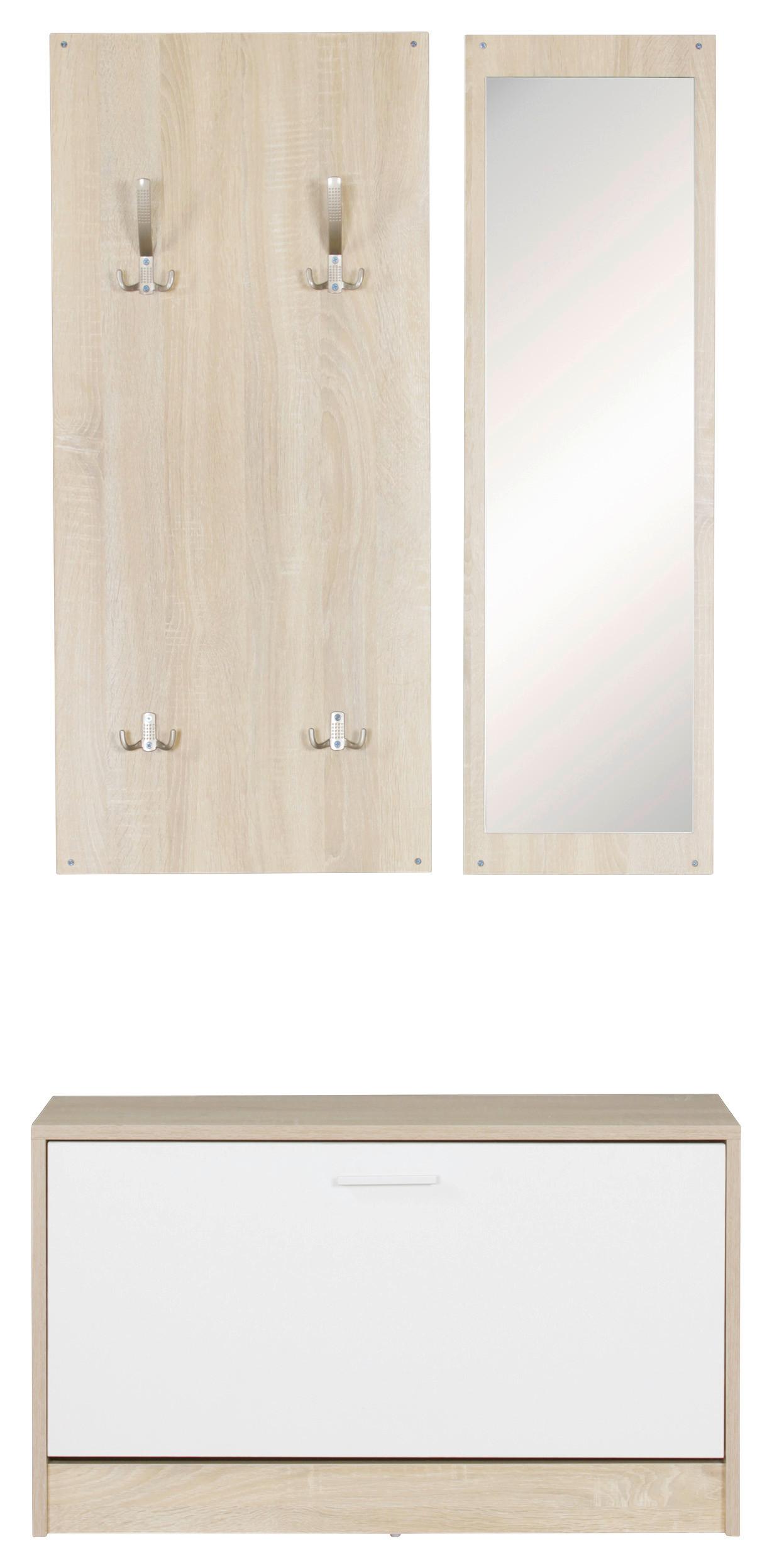 Garderobe Jan Eiche Dekor 3--Teilig. Mit Spiegel