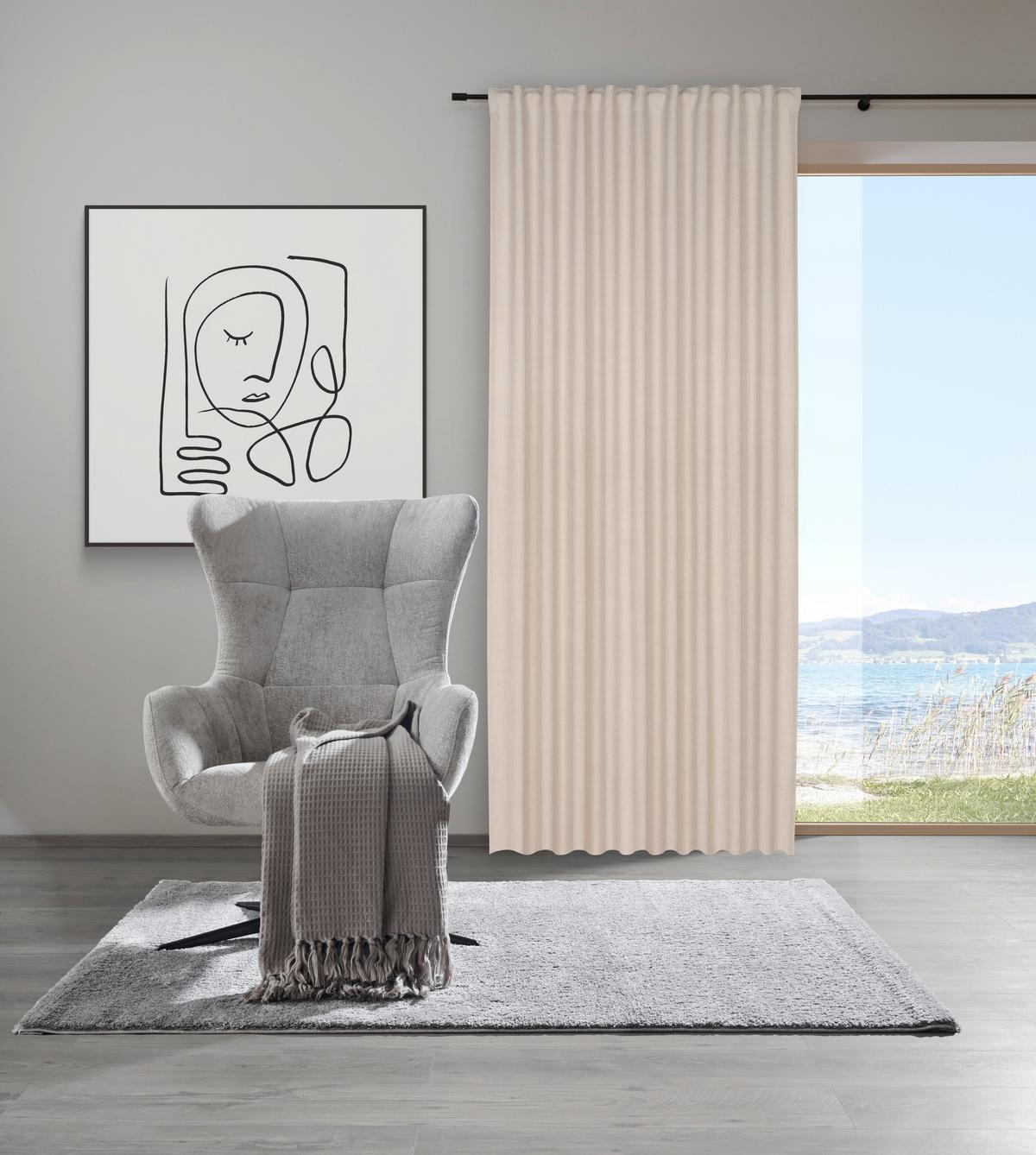 HOTOVÝ ZÁVĚS Leo, 135/255cm, písková - pískové barvy, textil (135/255cm) - Premium Living