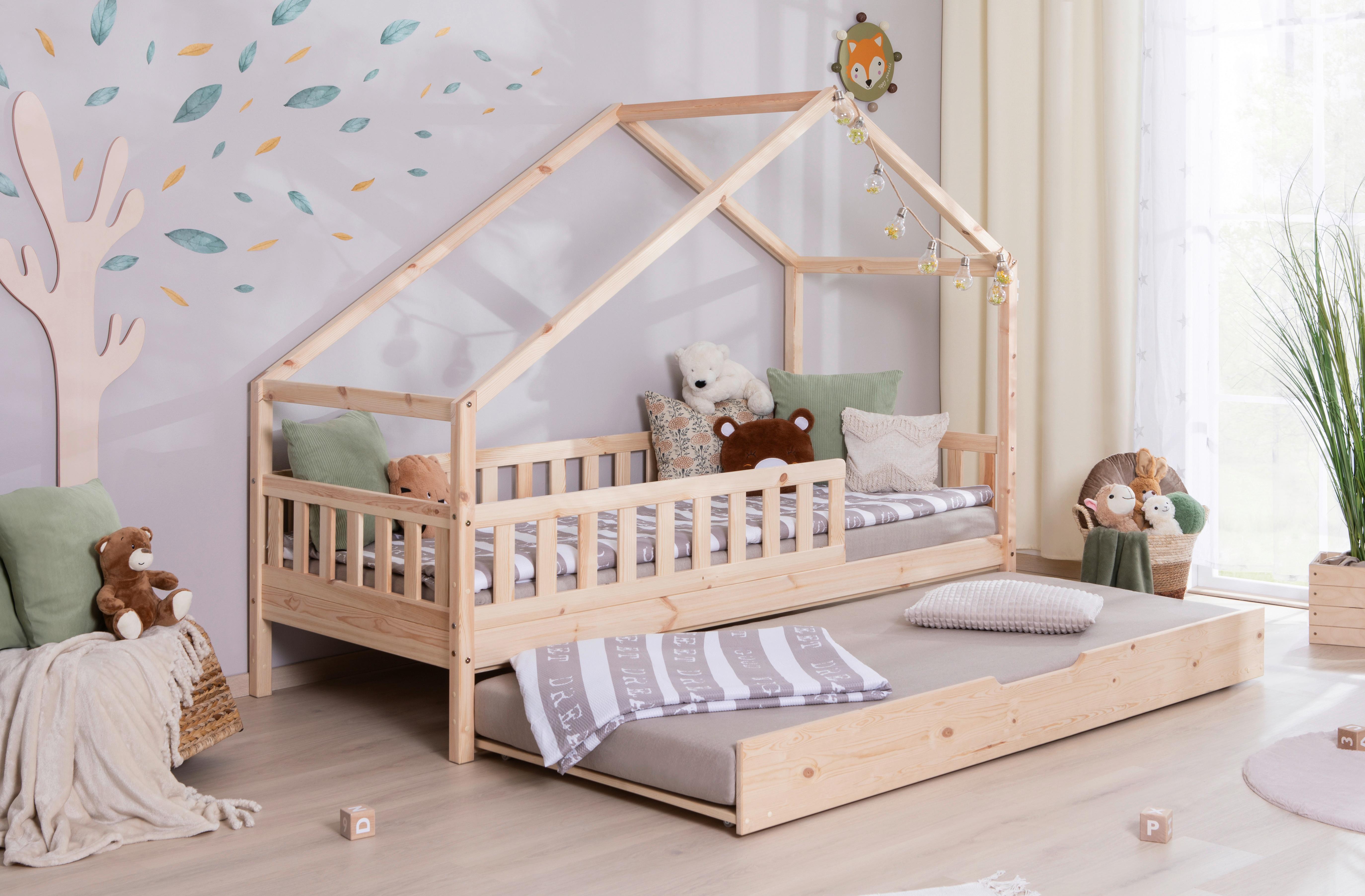 Hausbett Lou Naturfarben B: 100 Cm - Naturfarben/Weiß, MODERN, Holz/Textil (100/200cm) - MID.YOU