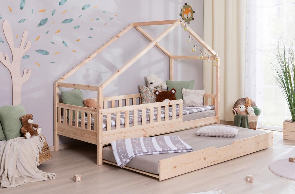 Hausbett Lou Naturfarben B: 100 Cm - Naturfarben/Weiß, MODERN, Holz/Textil (100/200cm) - MID.YOU