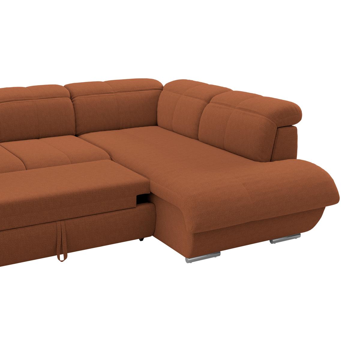 Wohnlandschaft Multi mit Schlaffunktion Terracotta - Chromfarben/Terracotta, MODERN, Textil (228/345/184cm) - Luca Bessoni
