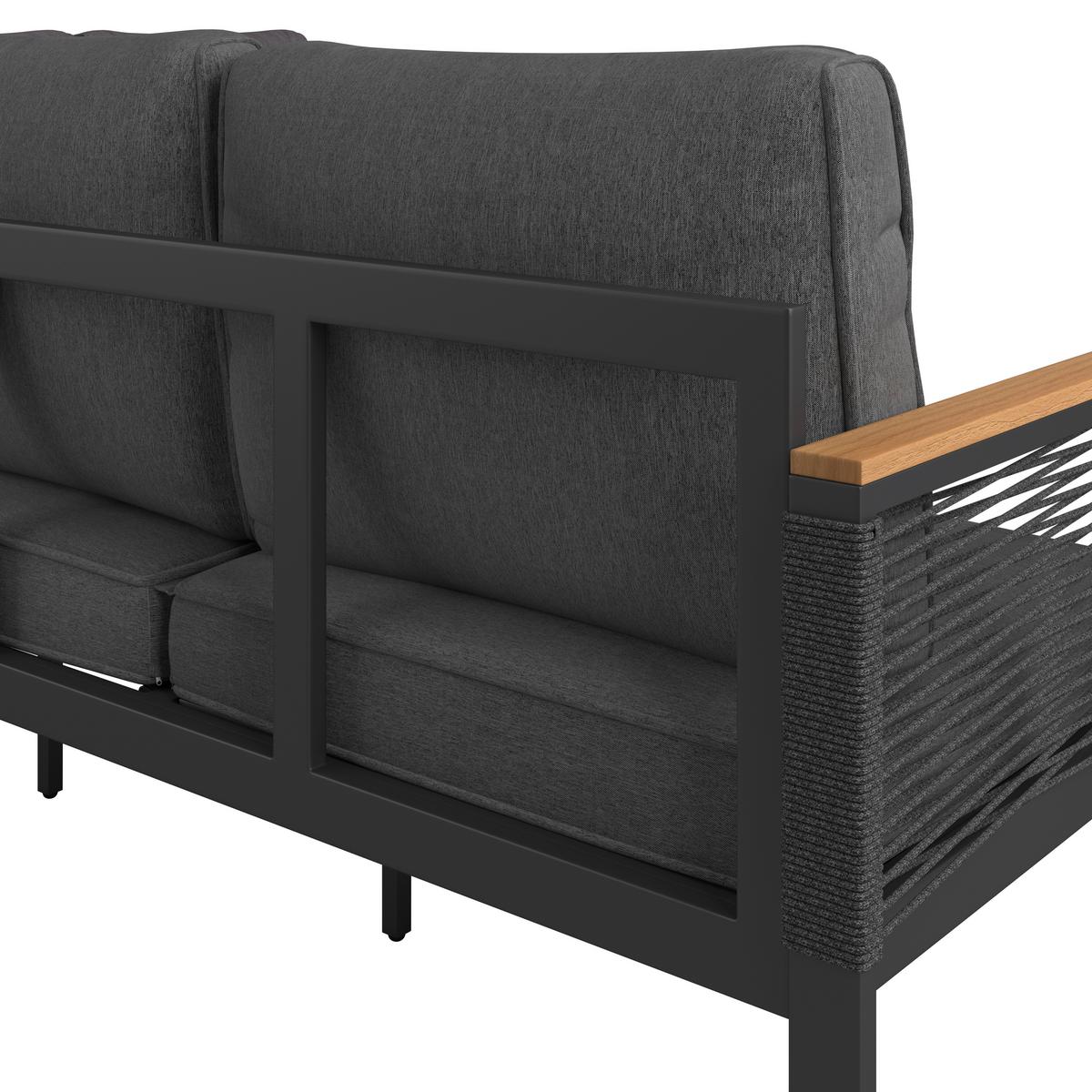 Loungegarnitur Orlando - Dunkelgrau/Naturfarben, MODERN, Glas/Kunststoff (245,5/182cm) - Beldano