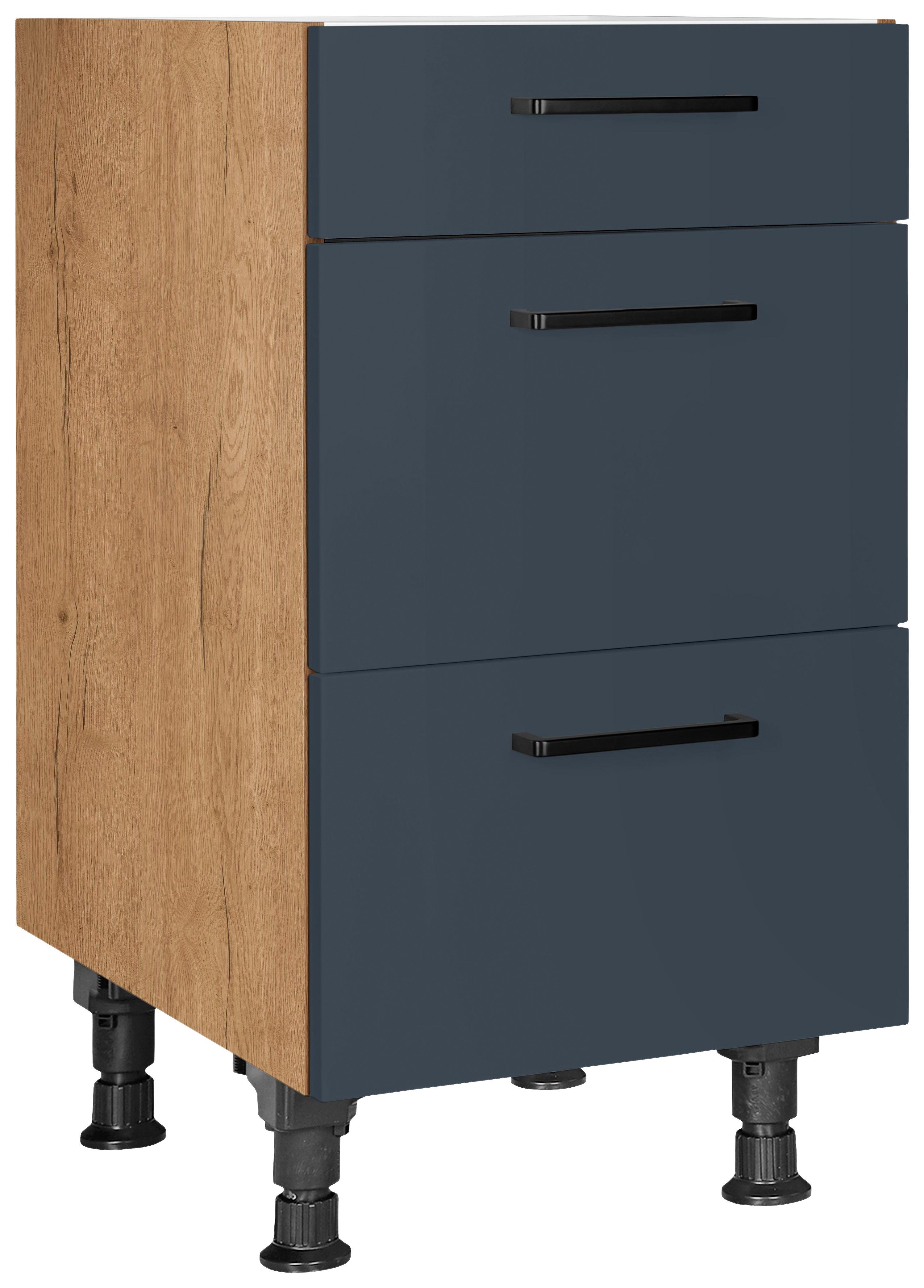 Schubkastenunterschrank Easytouch - Blau/Eichefarben, MODERN, Holzwerkstoff (45/87/56cm) - Nobilia
