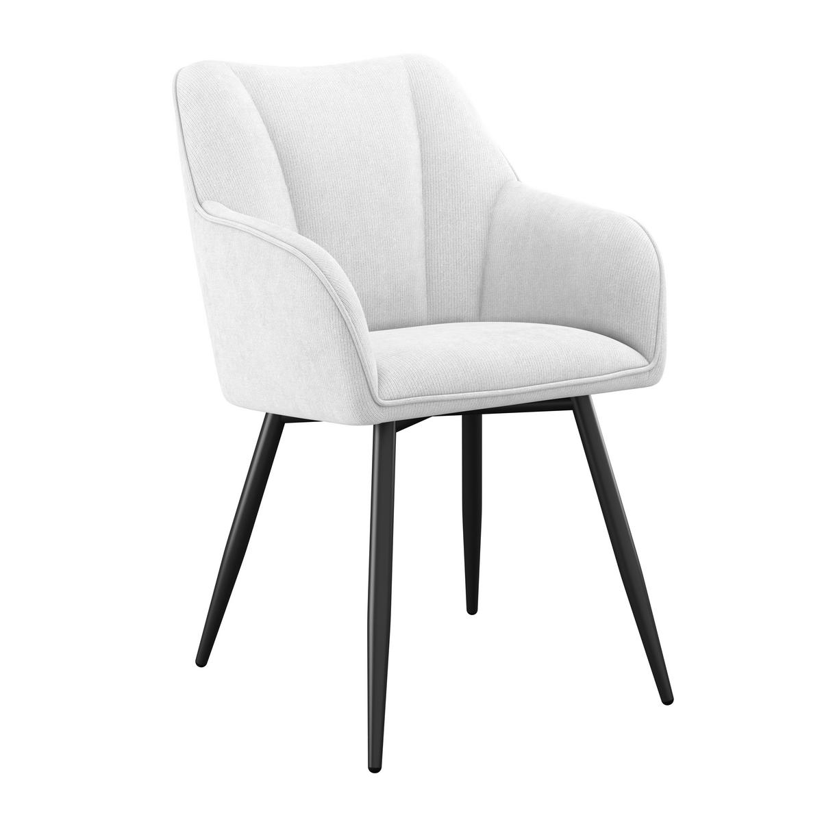 Armlehnstuhl Caro Beige Echtholz Beine - Beige/Schwarz, KONVENTIONELL, Holz/Textil (55/83/61cm) - Nedis SmartLife
