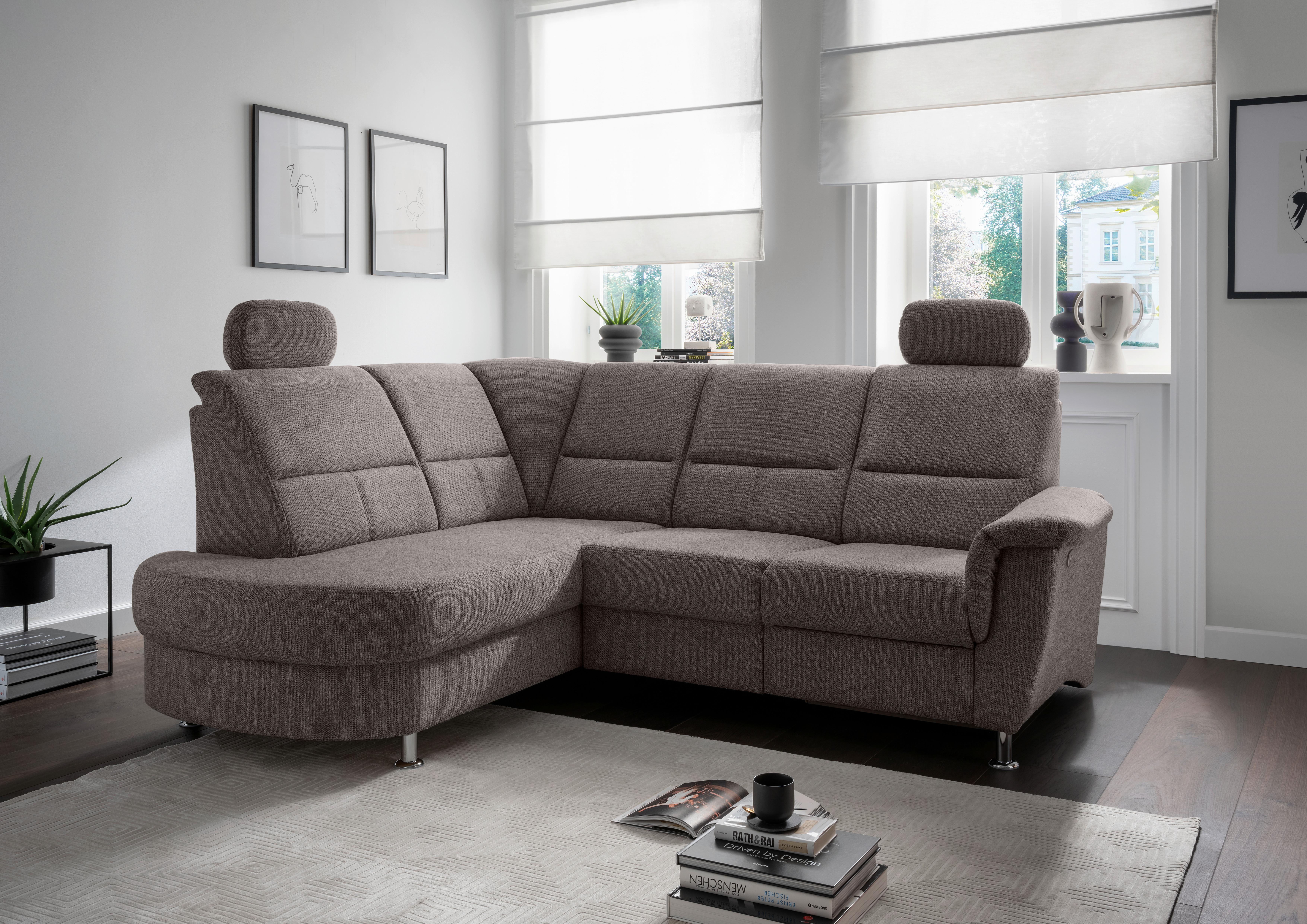 Ecksofa mit Stauraum Parole Graubraun Chenille - Chromfarben/Graubraun, KONVENTIONELL, Textil (184/231cm) - Livetastic