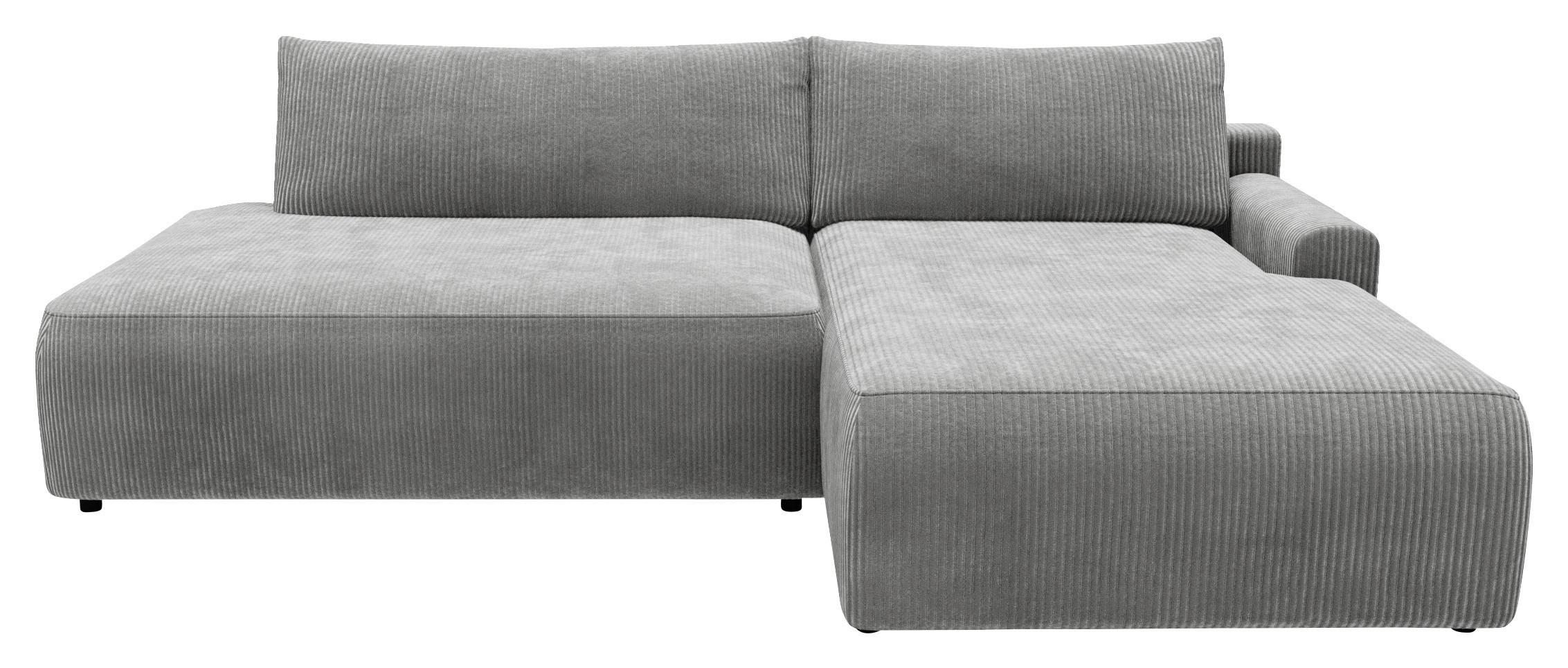 Eckschlafsofa Prag, Grau S: 253x167 cm - Schwarz/Grau, MODERN, Textil (253/167cm) - Trendmanufaktur