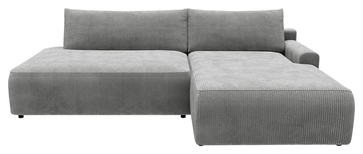 Eckschlafsofa Prag, Grau S: 253x167 cm - Schwarz/Grau, MODERN, Textil (253/167cm) - Trendmanufaktur
