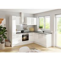Eckküche Jazz 8 250 Weiß S: 250x175 cm - Weiß Hochglanz/Dunkelgrau, LIFESTYLE, Holzwerkstoff (250/175cm) - P & B
