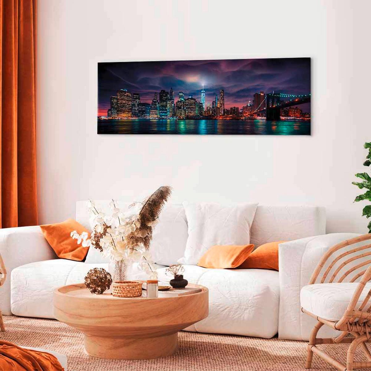 Leinwandbild Dark City Multicolor B: 150 cm - Multicolor, Basics, Holz/Textil (150/50/1.2cm) - artgeist