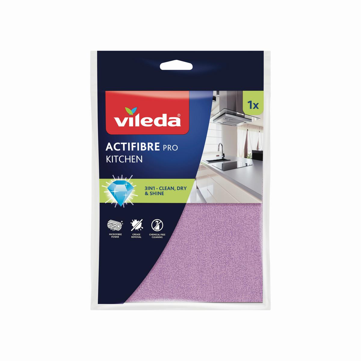 Mikroszálas Konyhai Kendő Vileda Actifibre Pro Kitchen - lila, Basics, műanyag (25/18/0,6cm) - Vileda