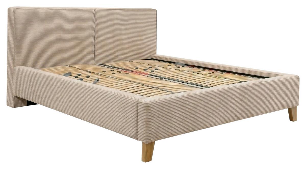 Polsterbett Fiora mit Bettkasten 200x200 - Creme, MODERN, Holz/Textil (200/200cm) - MID.YOU