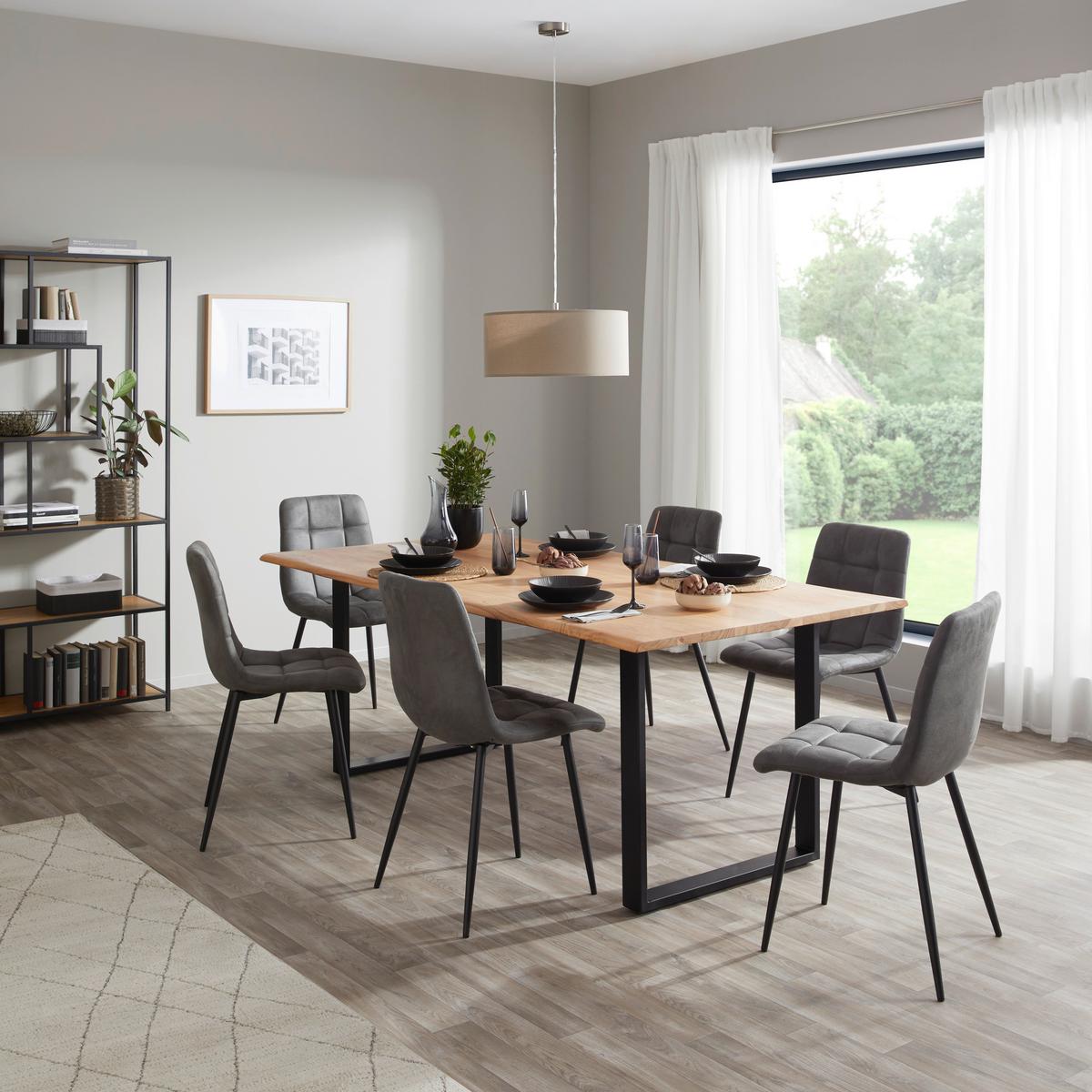 Esstisch Echtholz Mundra 200x76cm Schwarz/Akazienfarben - Schwarz/Akaziefarben, KONVENTIONELL, Holz (200/76/90cm)