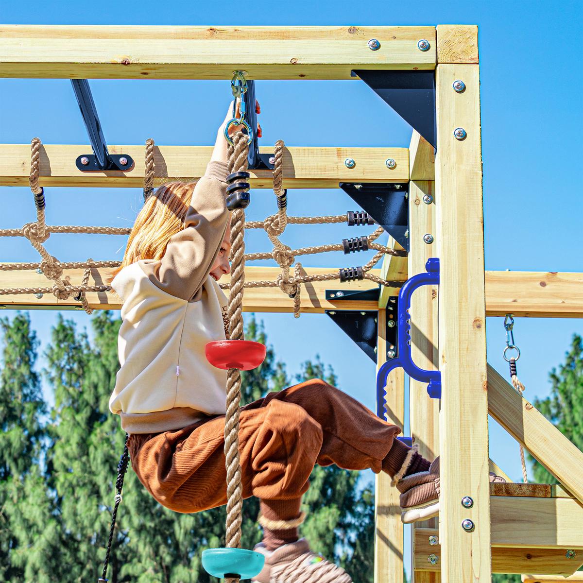 Klettergerüst mit Rutsche Grün - Blau/Braun, Basics, Holz/Kunststoff (522,5/196/205cm) - Ambia Garden