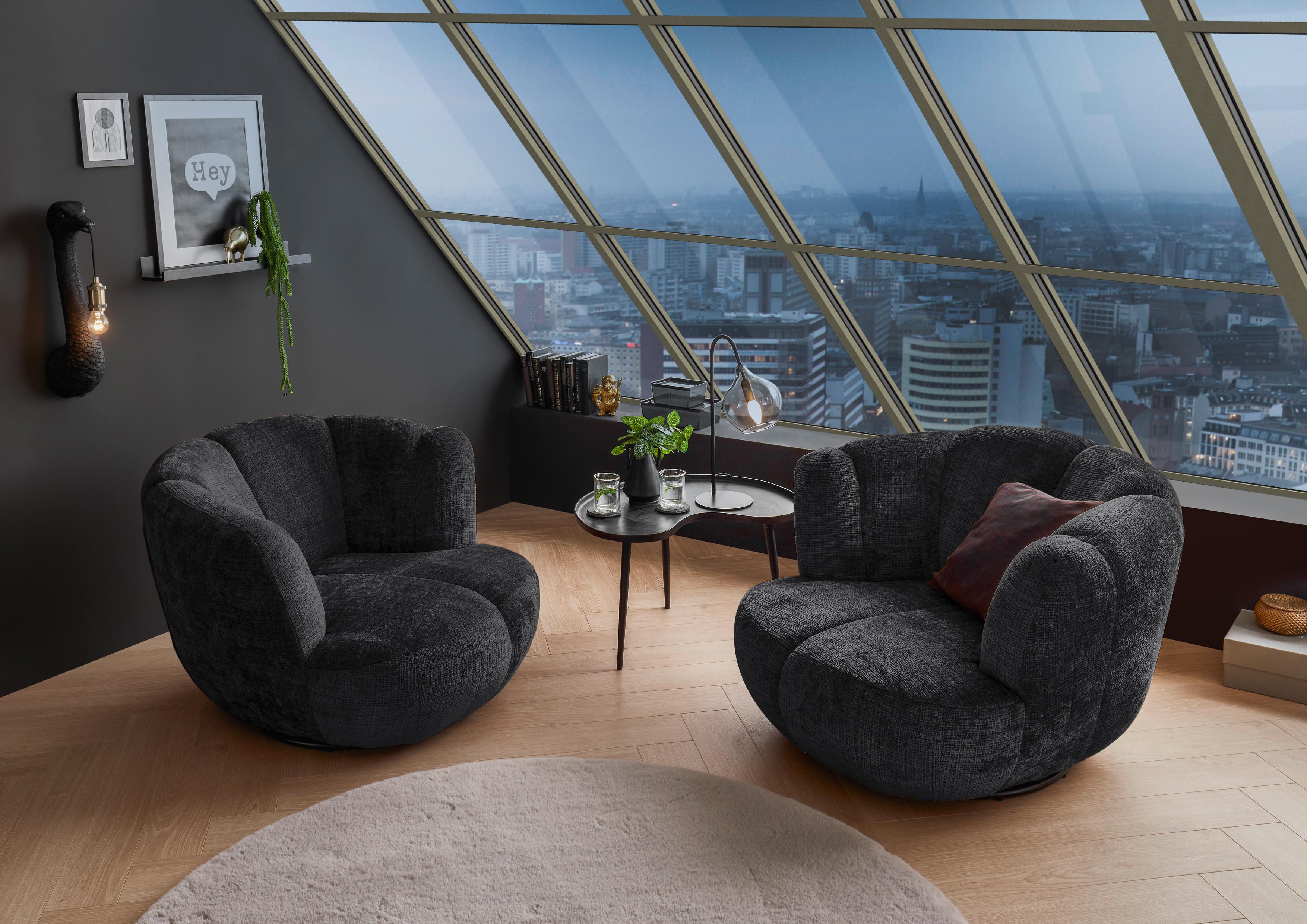 Sessel Muriel Schwarz B: 101 cm - Schwarz, KONVENTIONELL, Textil (101/69/107cm) - MID.YOU