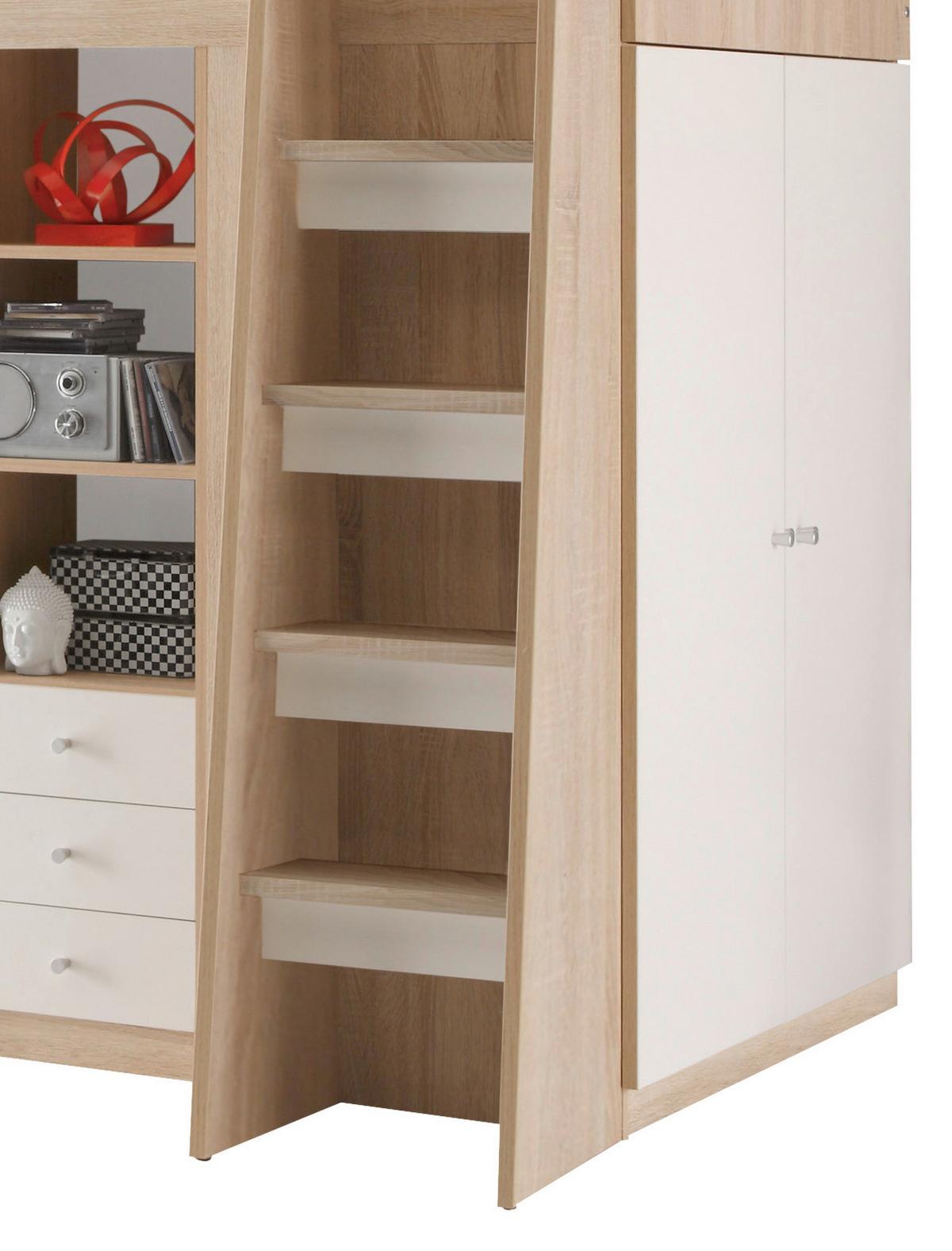 Posteľ pre deti a mládež UNIT dub sonoma/biela - biela/farba duba, Modern, kompozitné drevo (90/200cm) - MID.YOU
