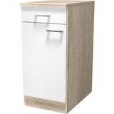 Küchenunterschrank Samoa Us 40 - Eichefarben/Weiß, KONVENTIONELL, Holzwerkstoff (40/85/57cm)