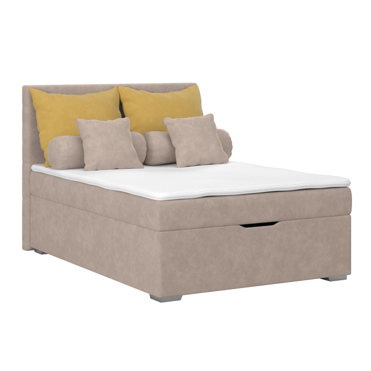 Čalúnená posteľ ADRIA 140x200 cm, cappuccino - cappuccino/chrómová, Konventionell, drevo/textil