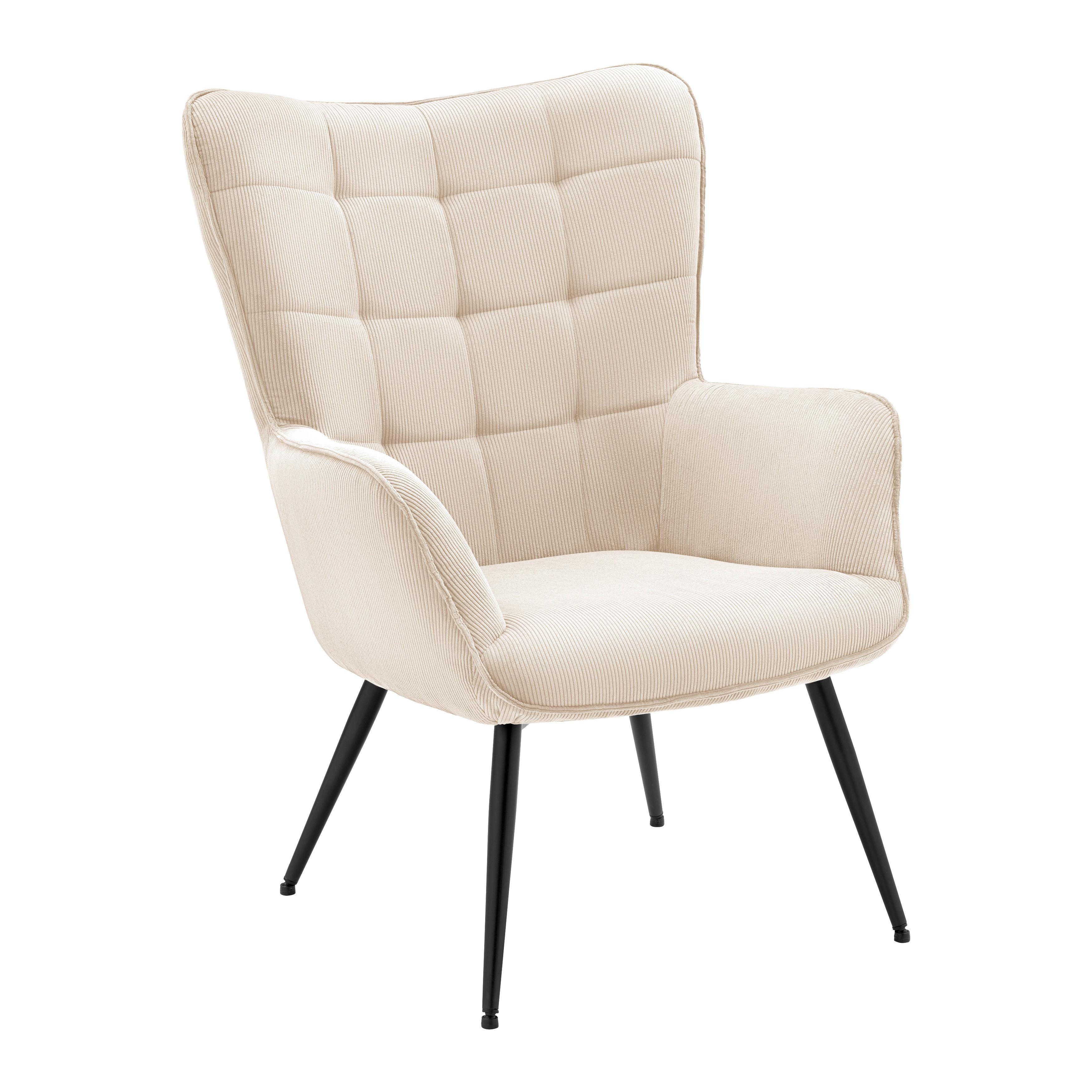 Kreslo GUNVOR - čierna/béžová, Modern, kov/drevo (73/97/79cm) - Mömax