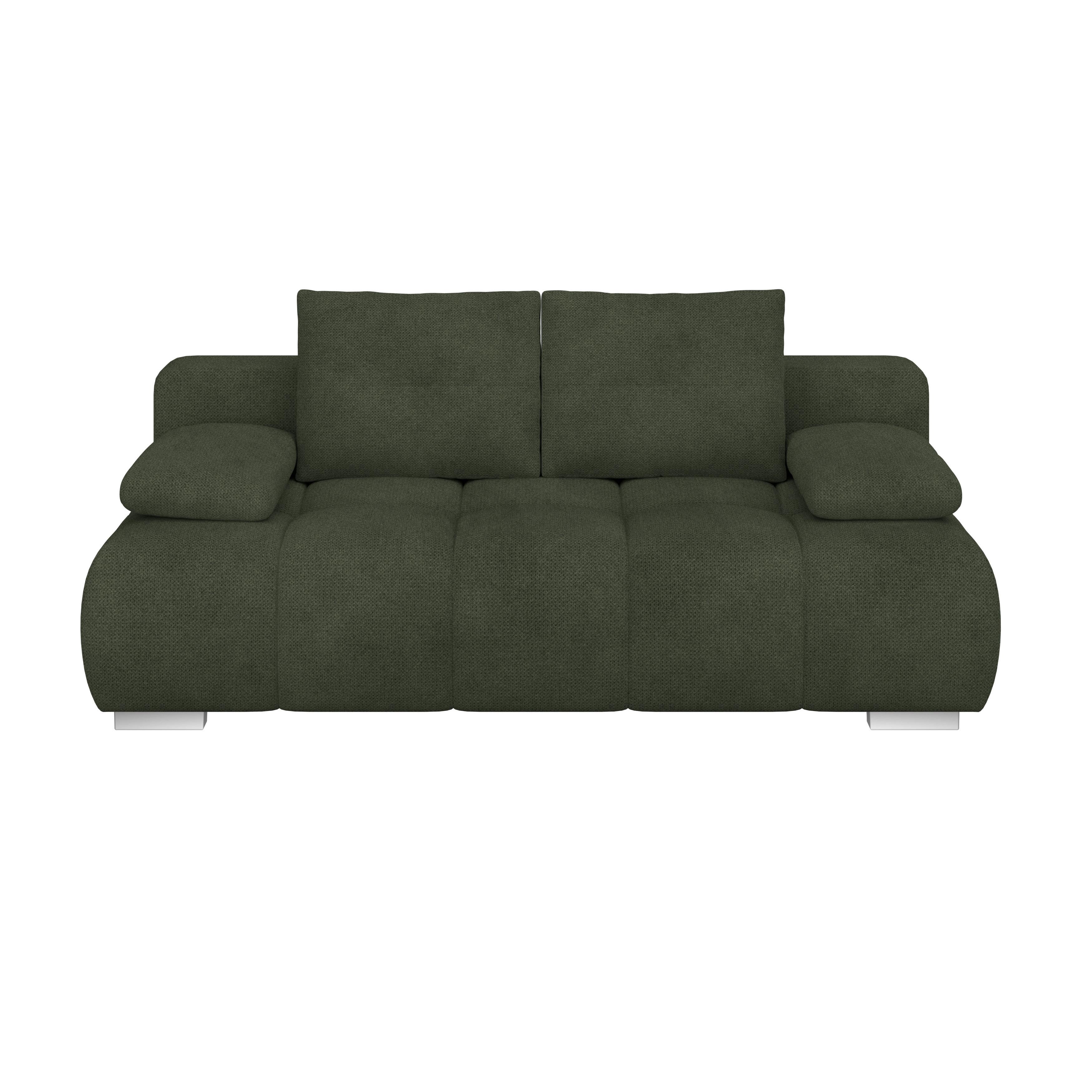 Boxspringová pohovka BUBBLE, lesná zelená - čierna/lesná zelená, Trend, kompozitné drevo/textil (206/90/105cm) - Luca Bessoni