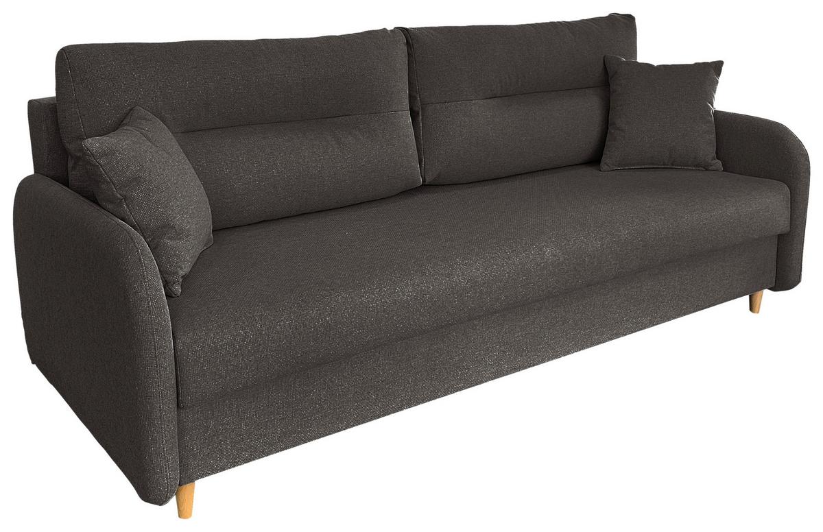 Schlafsofa Mit Bettkasten Vero Grau B: 206 Cm - Schwarz/Naturfarben, Design, Textil (206/88/93cm) - MID.YOU