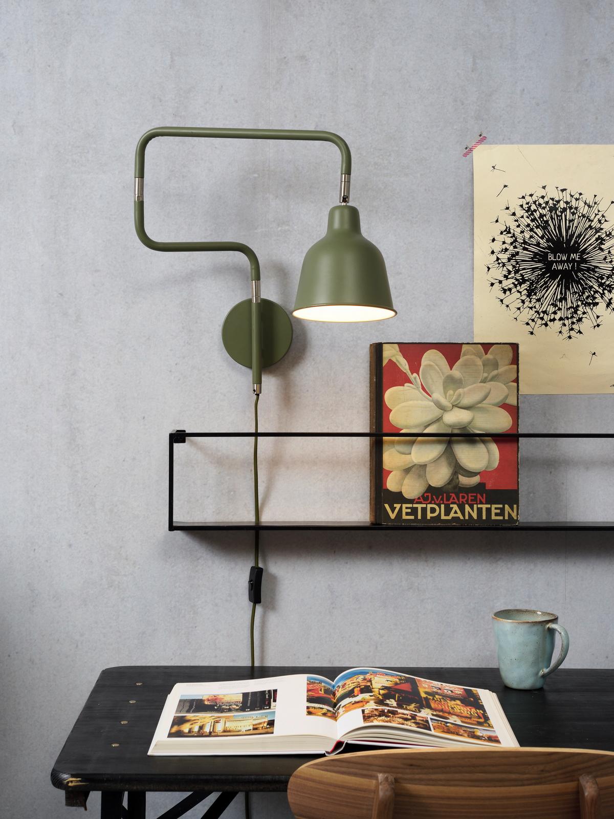 Wandleuchte London 1-Flammig Drehbar - Olivgrün, Design, Metall (44/40/16cm) - It's about Romi