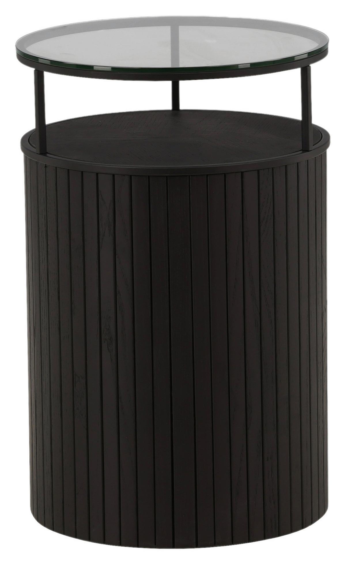 Beistelltisch Bovall - Schwarz, Design, Glas/Holz (37/37/58cm) - Livetastic