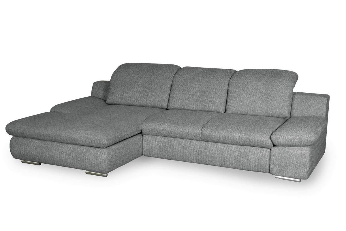 Ecksofa Isona Dunkelgrau Chenille - Chromfarben/Dunkelgrau, Design, Textil (165/286cm) - Livetastic