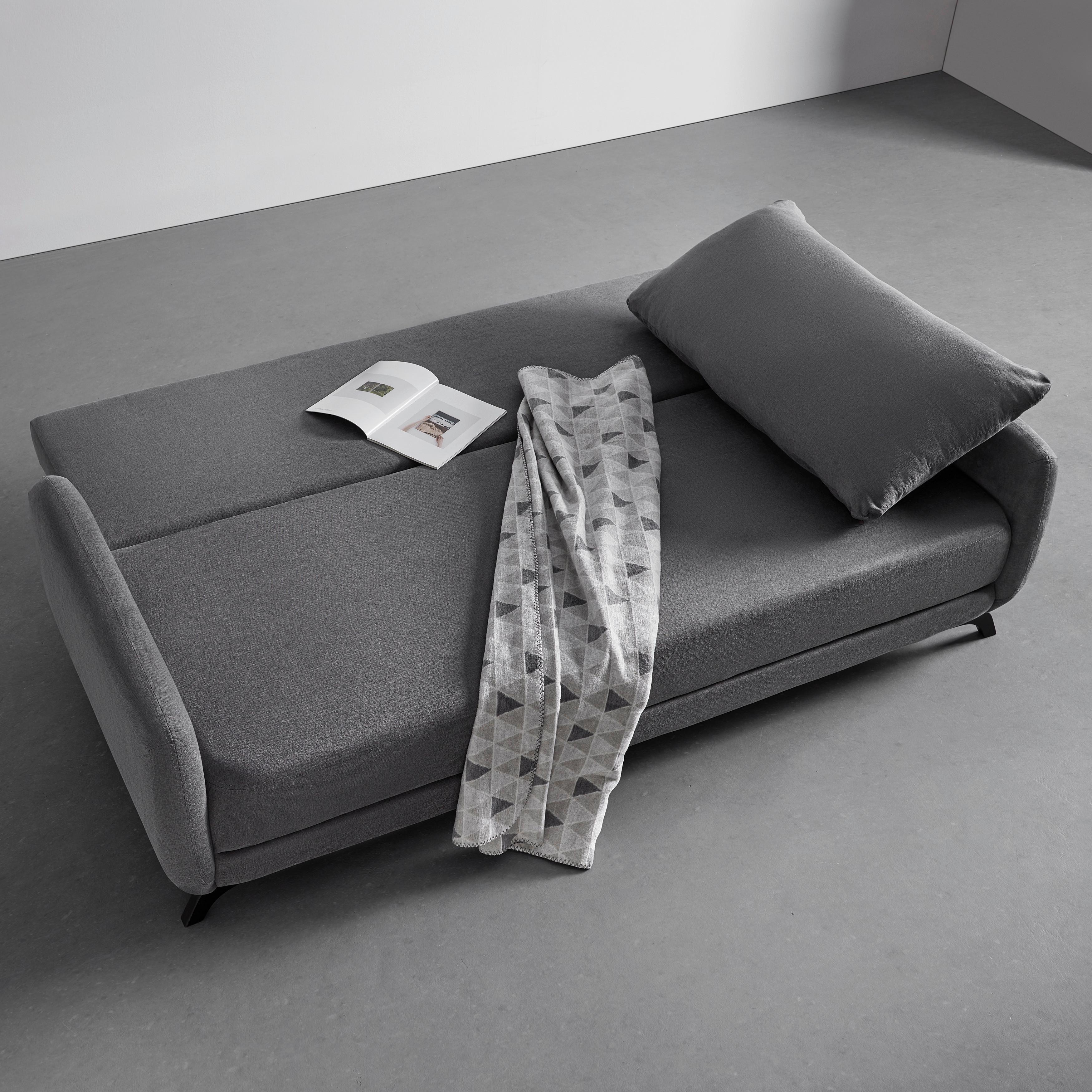 Praktická rozkladacia pohovka Oliver - čierna/sivá, Modern, drevo/textil (220/74/93cm) - Bessagi Home