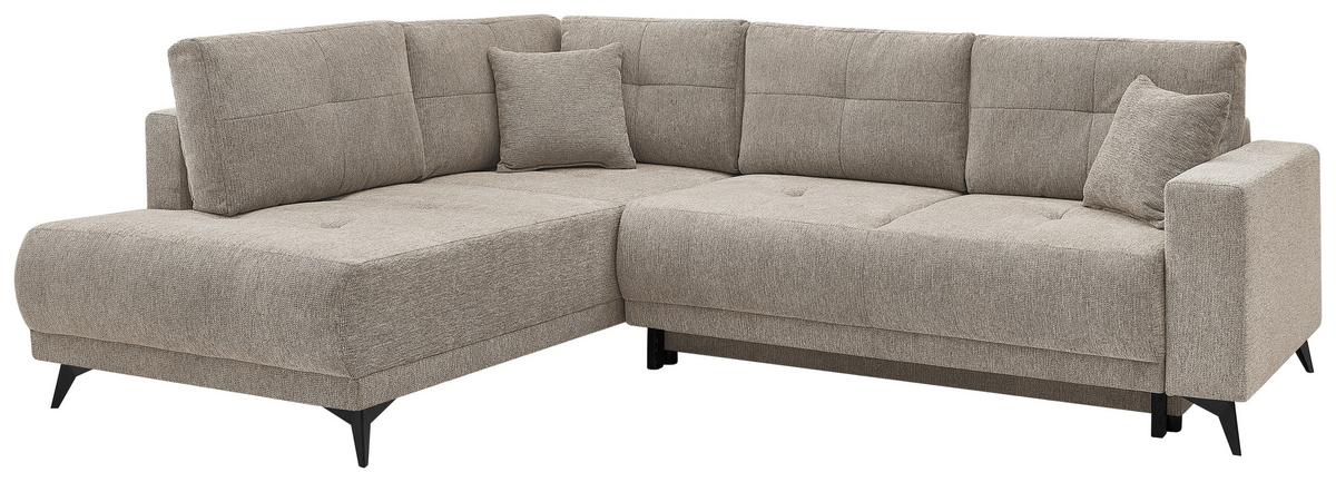 Ecksofa Texas Recr-Links Hellbraun S: 203x259 cm - Hellbraun/Schwarz, KONVENTIONELL, Holz (203/92/259cm)
