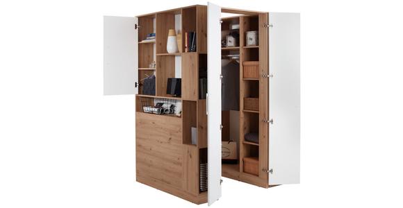 Eckschrank Begehbar mit Regal 120cm Box, Eiche Dekor/Weiß - Eichefarben/Weiß, MODERN, Holzwerkstoff (120/205/150cm) - Ondega