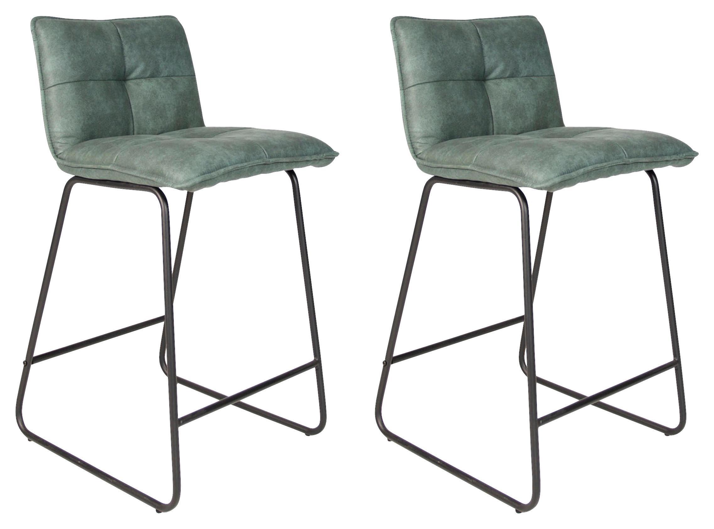 Barhocker-Set Jeremy - Schwarz/Mintgrün, KONVENTIONELL, Textil/Metall (44/87/50cm) - MID.YOU