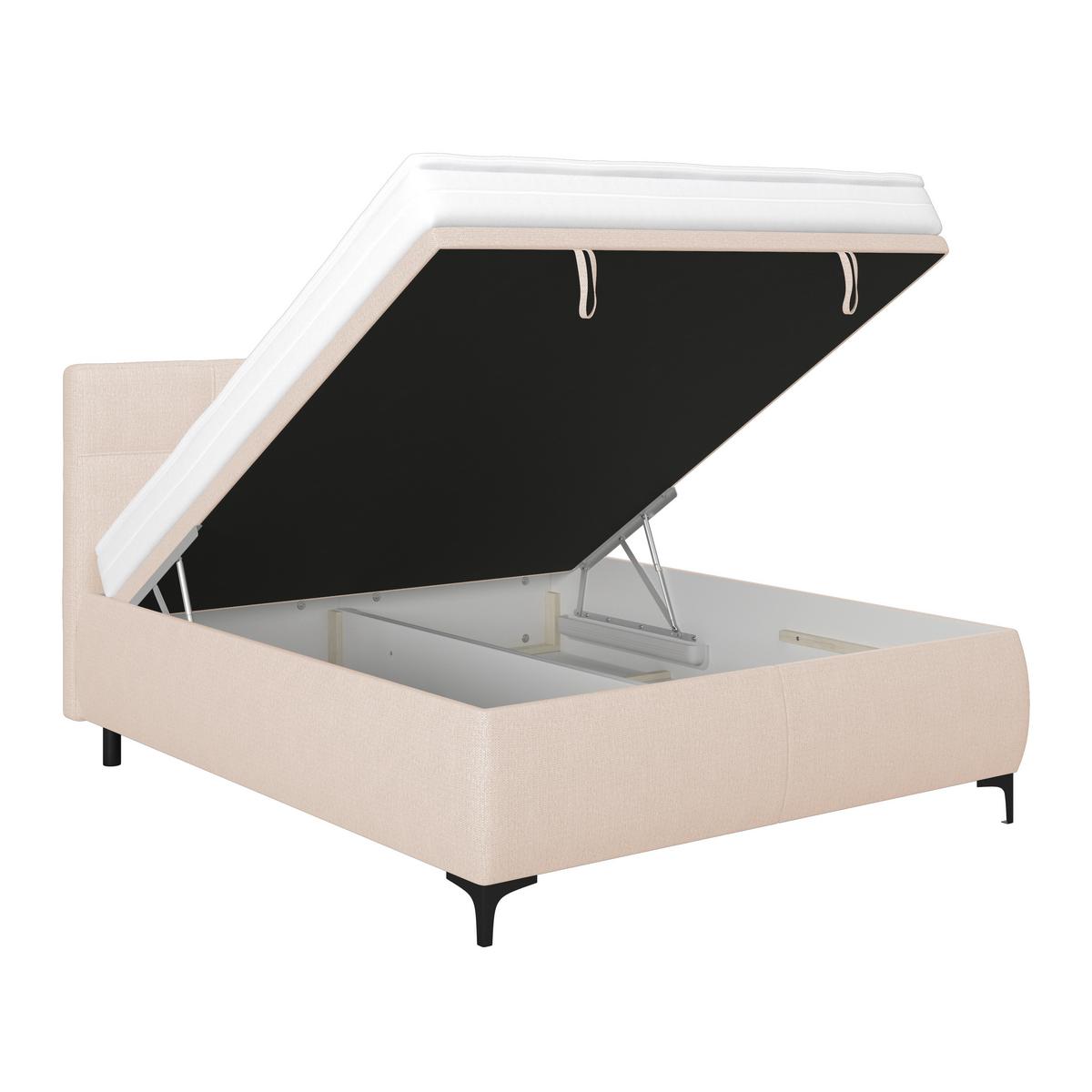 Polsterbett Zeni 140 - Beige/Schwarz, KONVENTIONELL, Holz/Textil (140/200cm)