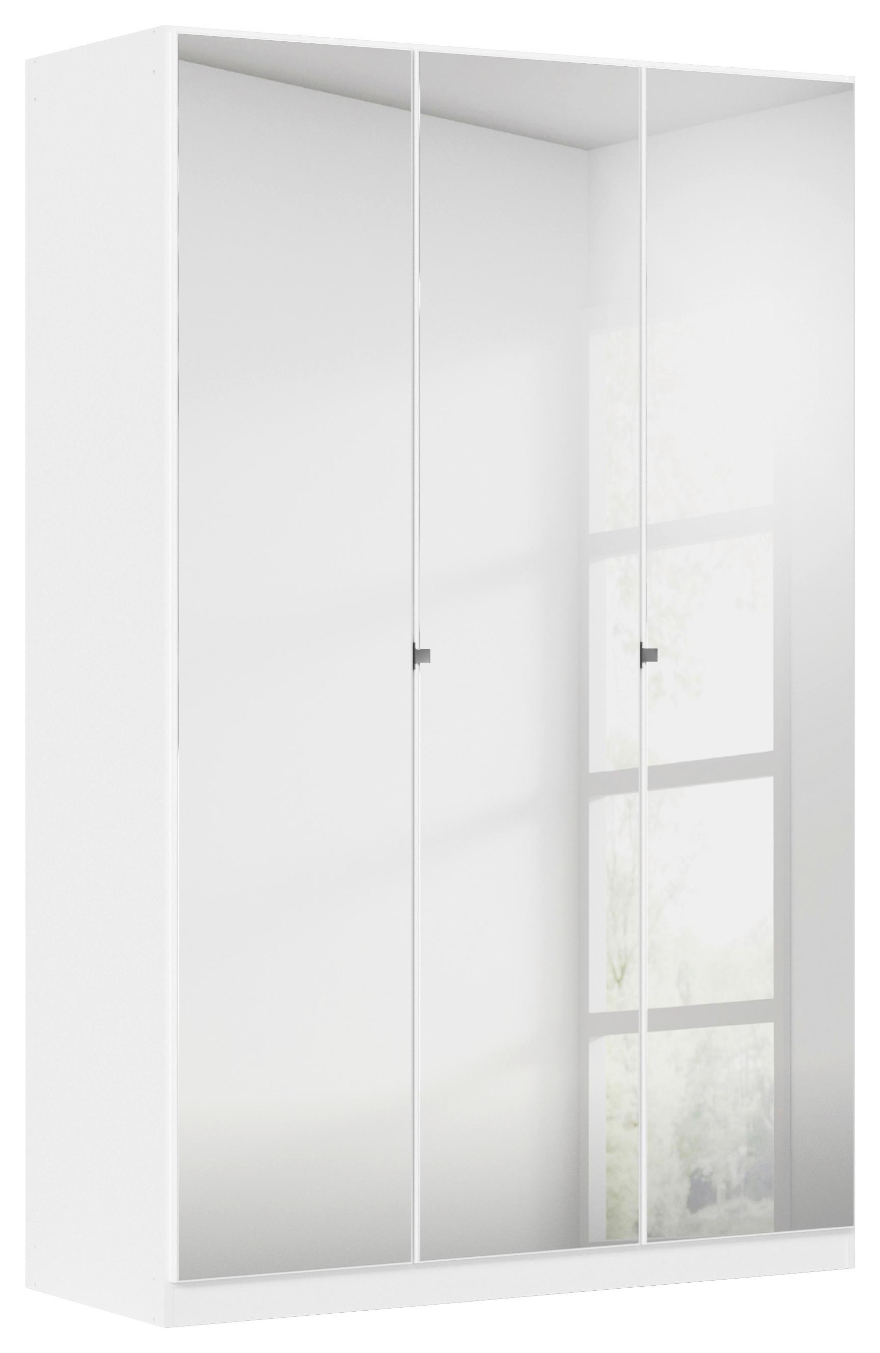 Drehtürenschrank 136 cm Reflect Alpinweiß Dekor - Silberfarben/Weiß, MODERN, Holzwerkstoff (136/210/54cm)