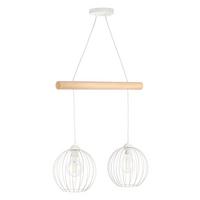 Hängeleuchte Mercure Hellbraun Weiß Hg L: 60 Cm - Hellbraun/Weiß Hochglanz, Basics, Holz/Metall (60/24/90cm)