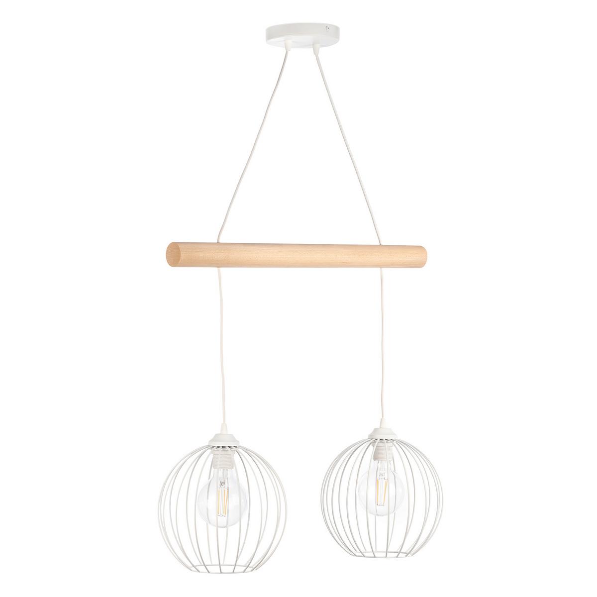 Hängeleuchte Mercure Hellbraun Weiß Hg L: 60 Cm - Hellbraun/Weiß Hochglanz, Basics, Holz/Metall (60/24/90cm)