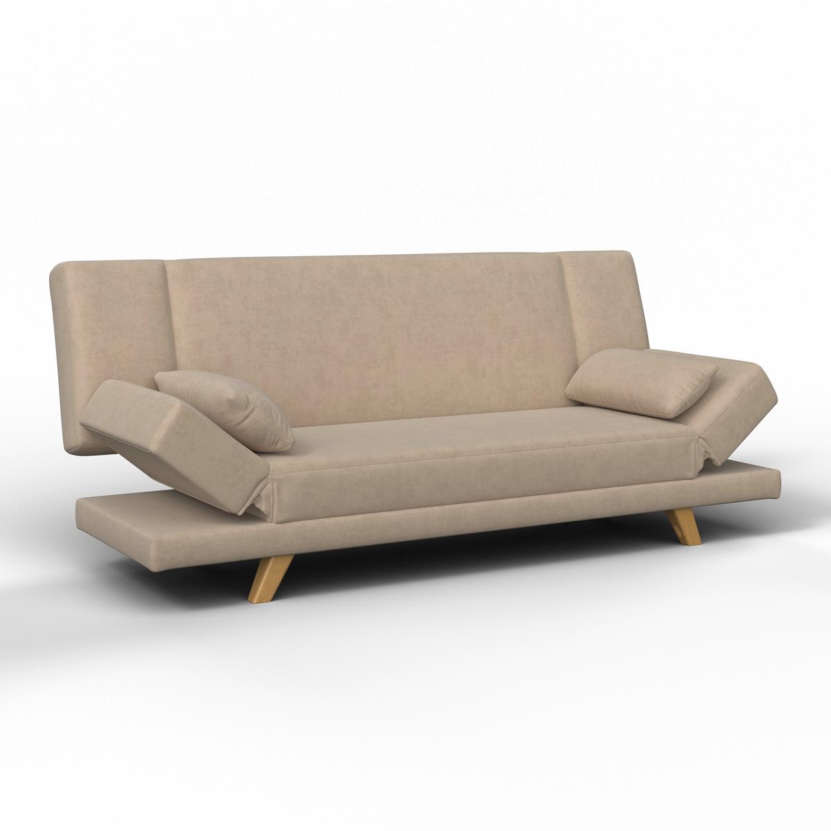 Rozkládací pohovka FUNKY, jílová barva - přírodní barvy/jílová barva, Moderní, dřevo/textil (183/73/79cm) - Bessagi Home