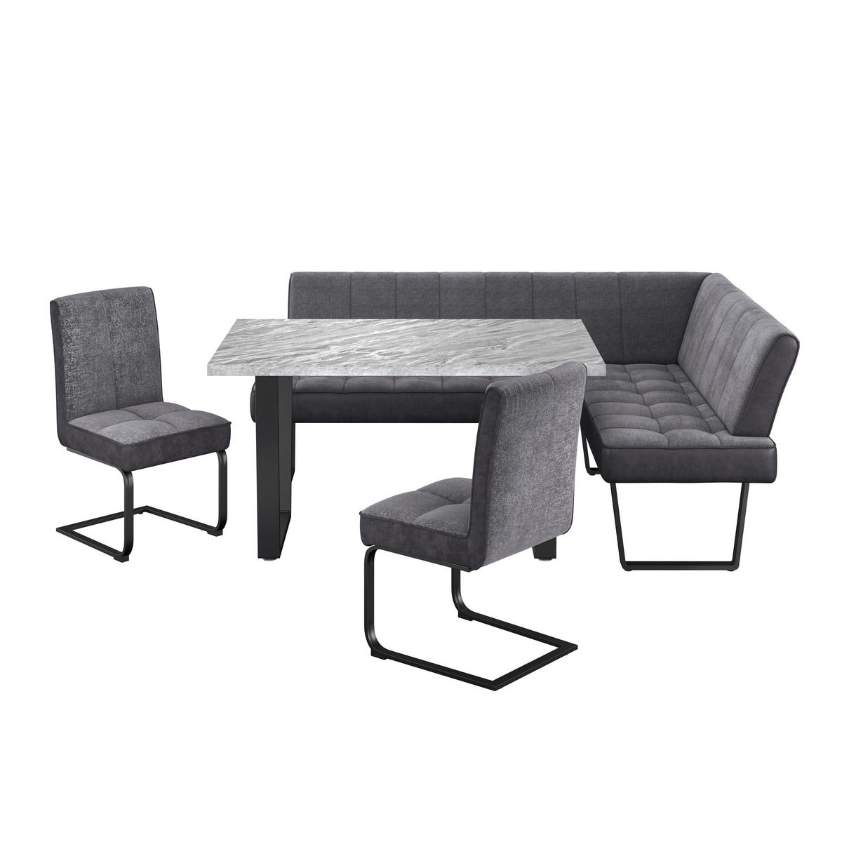 Eckbank Pag - Schwarz/Grau, KONVENTIONELL, Textil/Metall (200/160cm) - MID.YOU