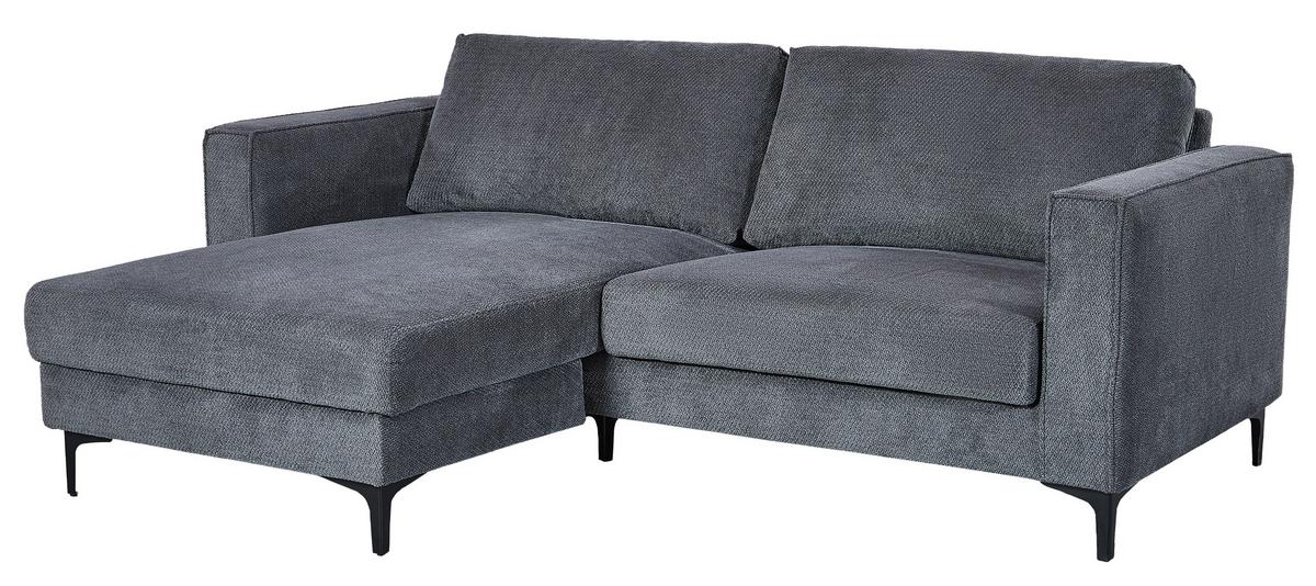 Ecksofa Atlanta dunkelgrau, 210x149cm - Dunkelgrau/Schwarz, Trend, Holz/Textil (210/149cm)